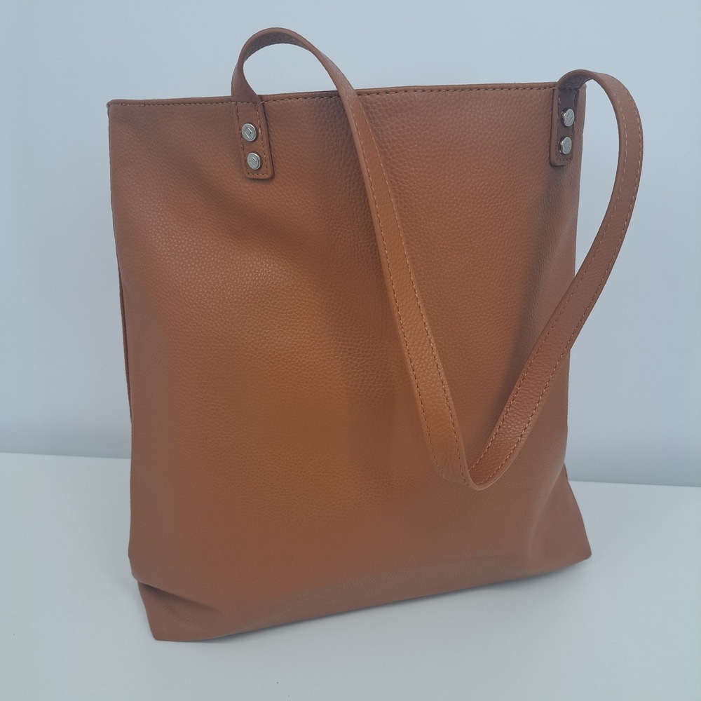 Jewell by Thirty-One Pebbled Brown Faux Leather Tote Bag Shoulder Purse Work